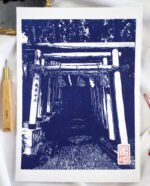 Linogravure originale d’un Torii mystérieux à Kanazawa