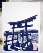 Linogravure Torii délaissé de Miyajima