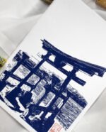 Linogravure Torii délaissé de Miyajima