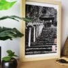 Linogravure originale de la vallée de Kurama