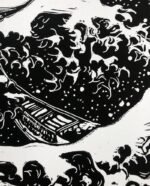Linogravure de la Grande Vague de Kanagawa