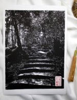 Chemin sinueux, linogravure japonaise fait main