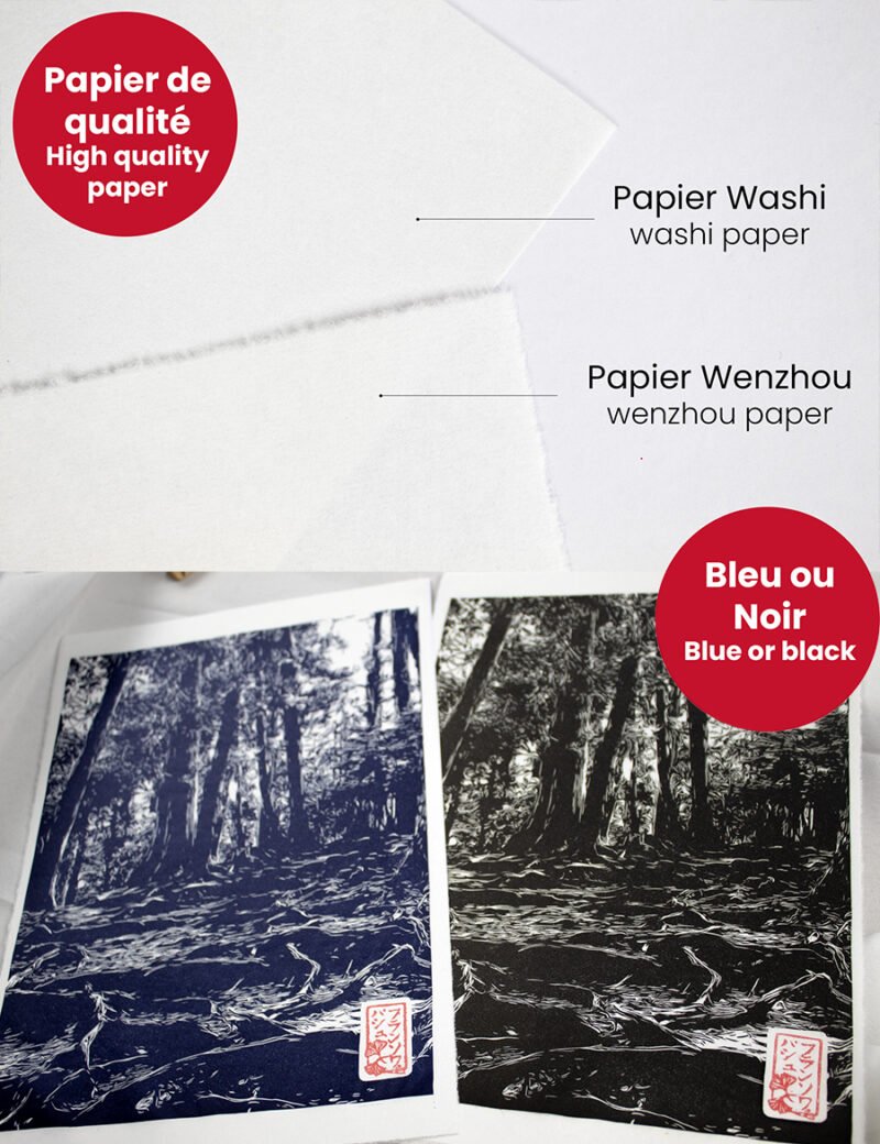 linogravure forêt Kurama aux mille racines