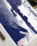 Linogravure rivière de Katsura