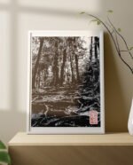 Linogravure d'une forêt de Kurama aux mille racines - Vendu sans cadre ni monture