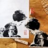 Linogravure japonaise du salue d’une maiko