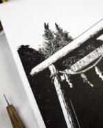 Linogravure entrée Torii d'Asakusa