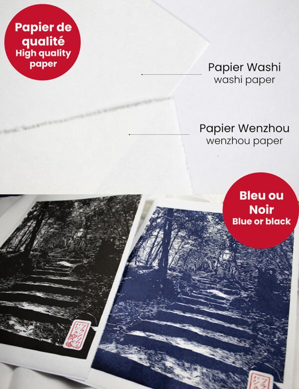 Chemin sinueux bleu ou noir, papier de qualité