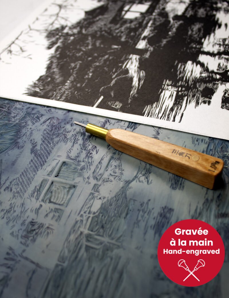 Linogravure Jardin du Koko en Himeji