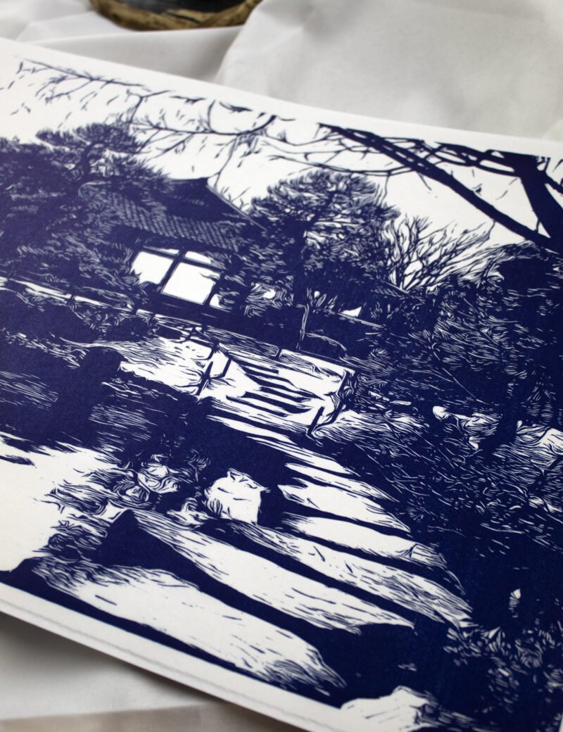 Linogravure Jardin du Koko en Himeji