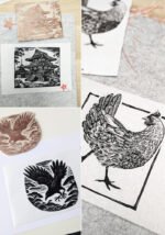 Atelier linogravure initiation Lyon Créations stagiaires