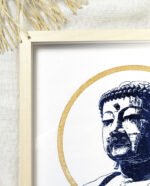 Linogravure japonaise du visage du Bouddha de Kamakura