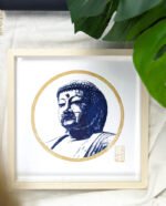 Linogravure japonaise du visage du Bouddha de Kamakura