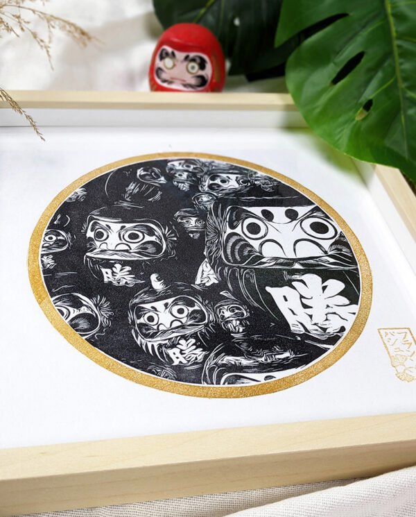 linogravure japonaise artisanale daruma