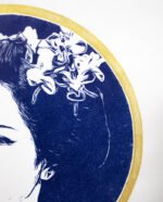 Linogravure portrait d'une maiko