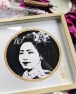 Linogravure japonaise portrait de maiko