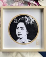 Linogravure japonaise portrait de maiko