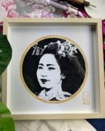 Linogravure japonaise portrait de maiko