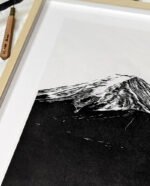 Linogravure japonaise fait main mont fuji