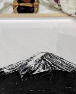 Linogravure japonaise fait main mont fuji