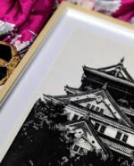 Linogravure japonaise du château d'Osaka