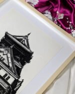 Linogravure japonaise du château d'Osaka