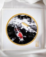 Linogravure japonaise carpe koï