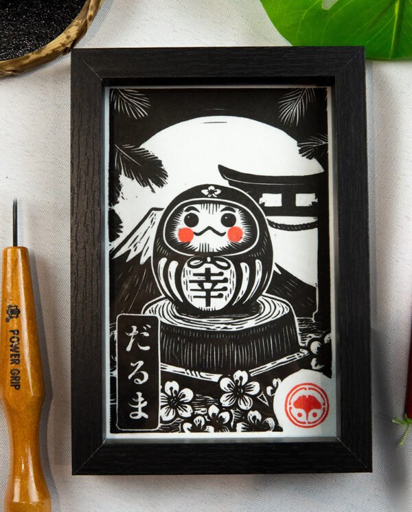 Linogravure daruma collection kodomo noir