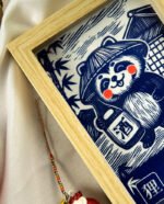 Linogravure Tanuki - Estampe Japonaise Kawaii | Collection Kodomo