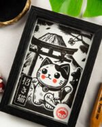 Linogravure Maneki Neko - Estampe Japonaise Kawaii | Collection Kodomo