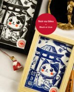 Linogravure Maneki Neko - Estampe Japonaise Kawaii | Collection Kodomo