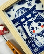 Linogravure Maneki Neko - Estampe Japonaise Kawaii | Collection Kodomo