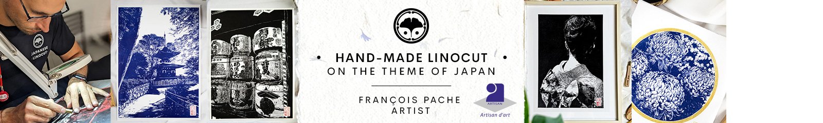 Japanese handmade linocut prints by François Pache