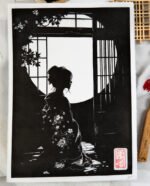 Linogravure Japonaise "Tsukikage" – Ombre de Lune
