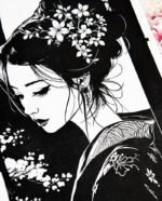 Linogravure Japonaise "Yoru no Sasayaki" – Le Murmure de la Nuit