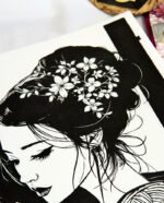 Linogravure Japonaise "Yoru no Sasayaki" – Le Murmure de la Nuit