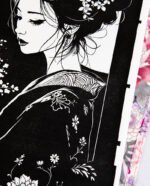 Linogravure Japonaise "Yoru no Sasayaki" – Le Murmure de la Nuit