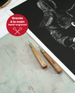 Gravure originale sur le thème du Kendô, art martial japonais au sabre