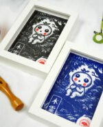 Linogravure japonaise yokai kodoma noir et bleu