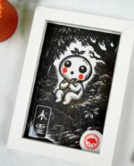 Linogravure japonaise yokai kodoma noir gouge mignon