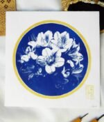 Azalée japonaise estampe japonaise bleue