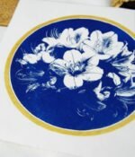 Azalée japonaise estampe japonaise bleue