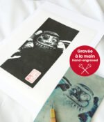Linogravure japonaise daruma Kansha gratitude