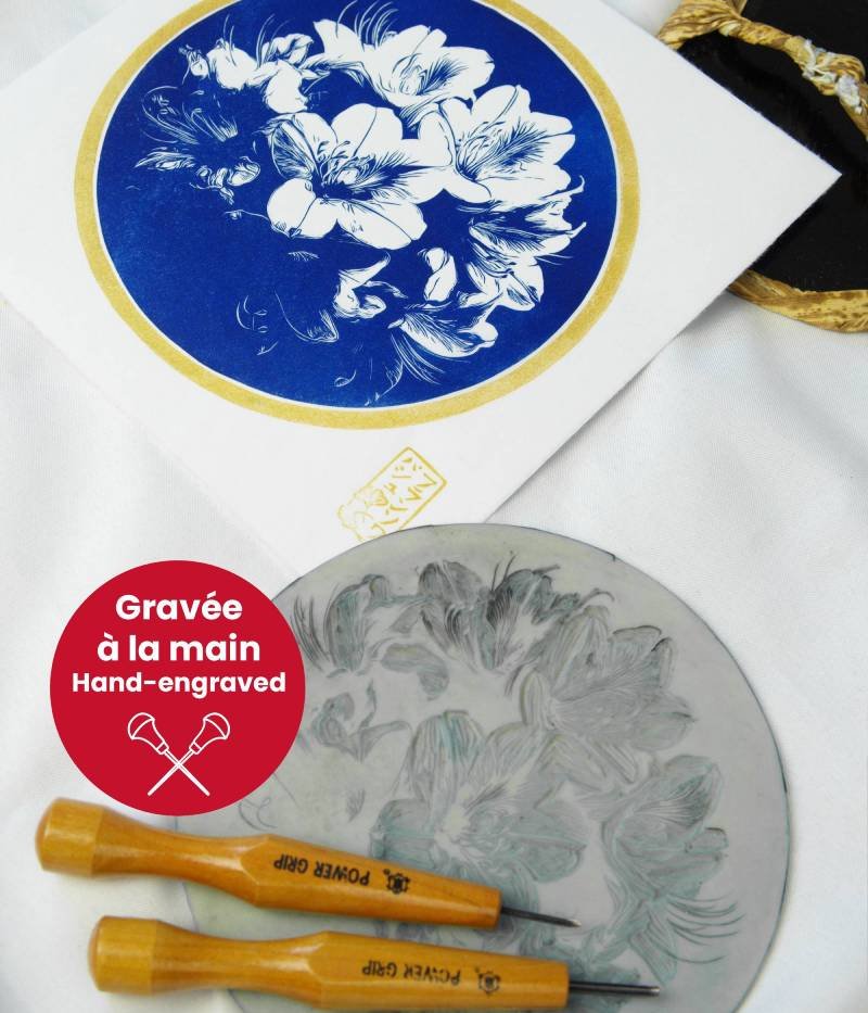 Azalée japonaise estampe japonaise bleue