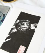 Linogravure japonaise daruma Kansha gratitude