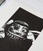 Linogravure japonaise daruma Kansha gratitude