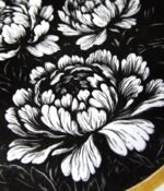 estampe japonaise pivoine fleur linogravure noir