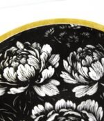 estampe japonaise pivoine fleur linogravure noir