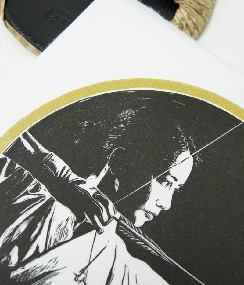 Linogravure japonaise kyudo