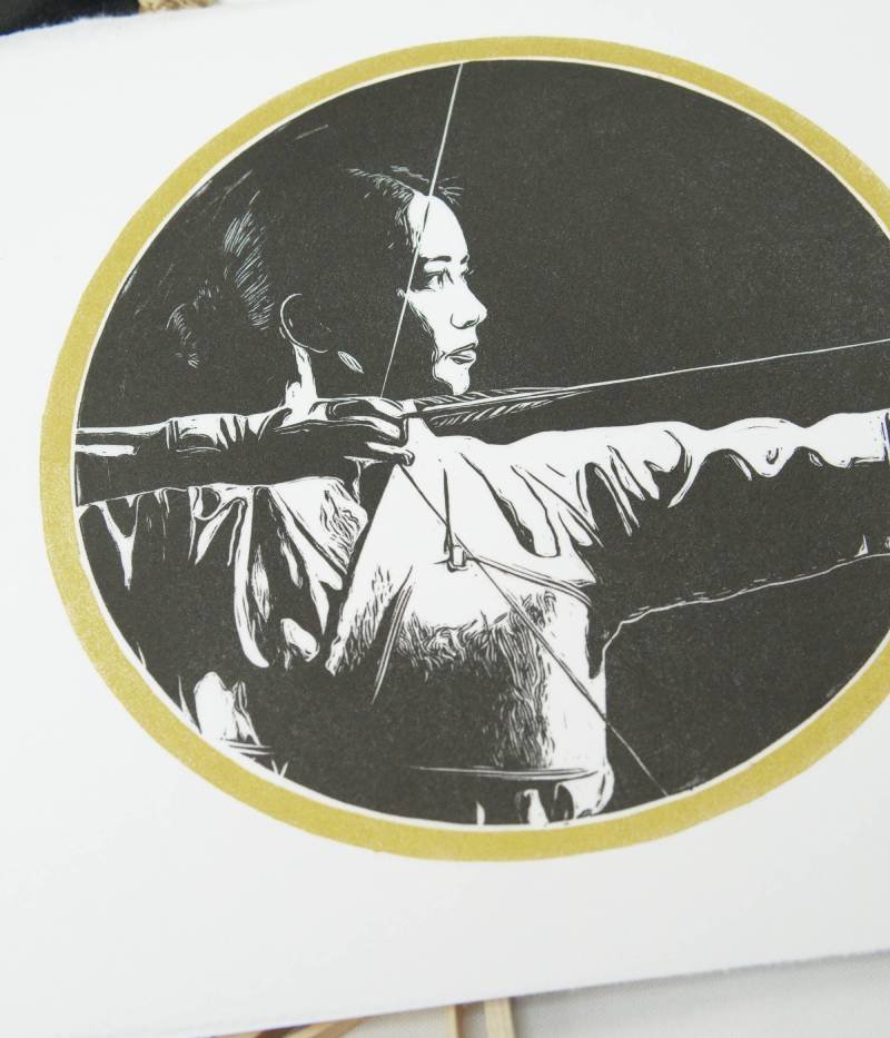 Linogravure japonaise kyudo